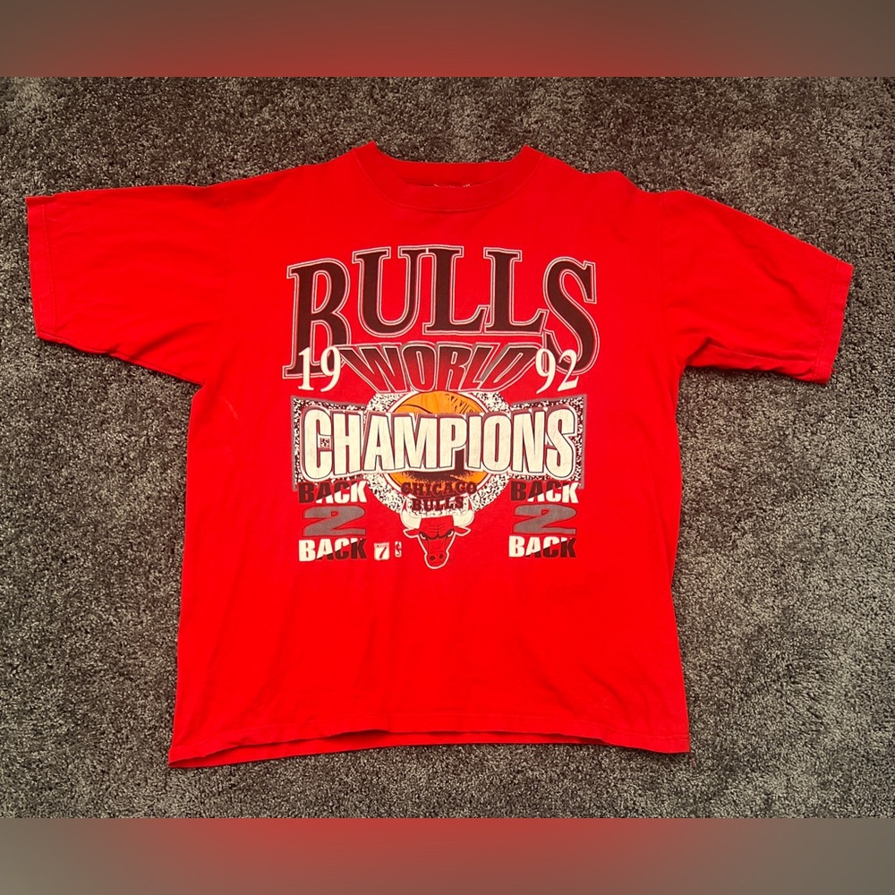 Chicago Bulls Shirt Mens Large 1992 NBA Champions Back 2 Back 90s Tee Vintage